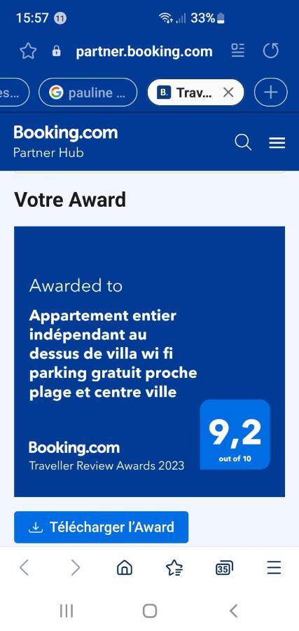 Appartement Entier Au Dessus De Villa, Climatisation Reversible Poele A Bois Tres Chaleureux , Wi Fi Parking Privee Gratuit Situation 500 M, Plage Et Centre Ville サナリー・シュル・メール エクステリア 写真